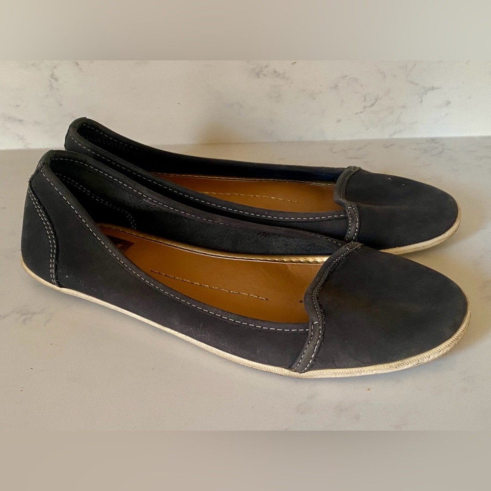 DV Dolce Vita Soloman Black Nubuck Casual Ballet Flats Slip On Fabric Shoes 8